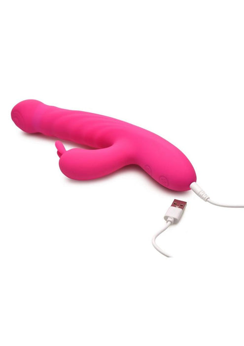 Bang! Thrusting & Vibrating Rechargeable Silicone Rabbit Vibrator - Pink