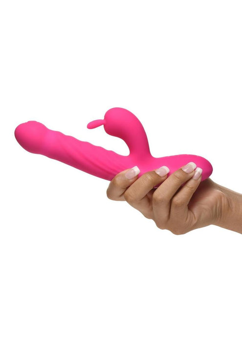 Bang! Thrusting & Vibrating Rechargeable Silicone Rabbit Vibrator - Pink
