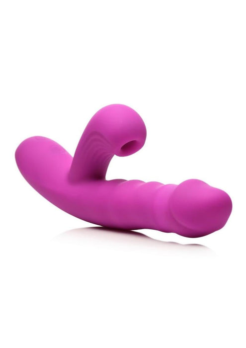 Bang! Thrusting & Sucking Rechargeable Silicone Rabbit Vibrator - Purple