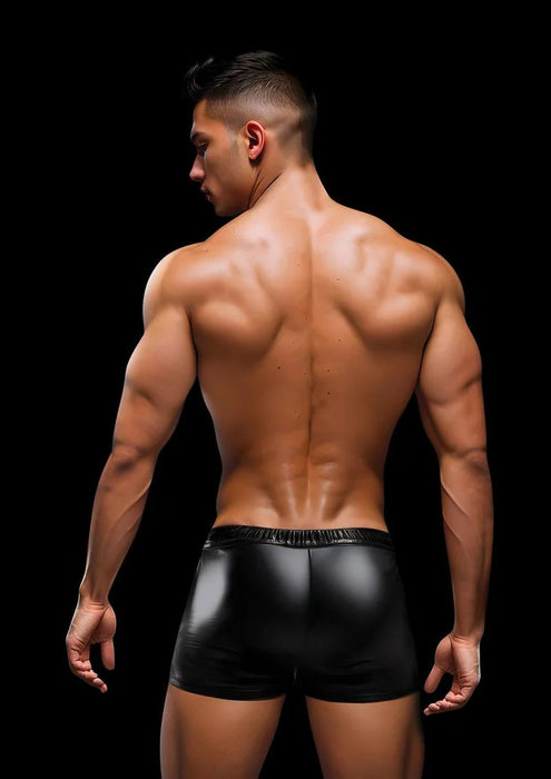 BLE103 ENVY LACE-UP WETLOOK TRUNKS BLACK