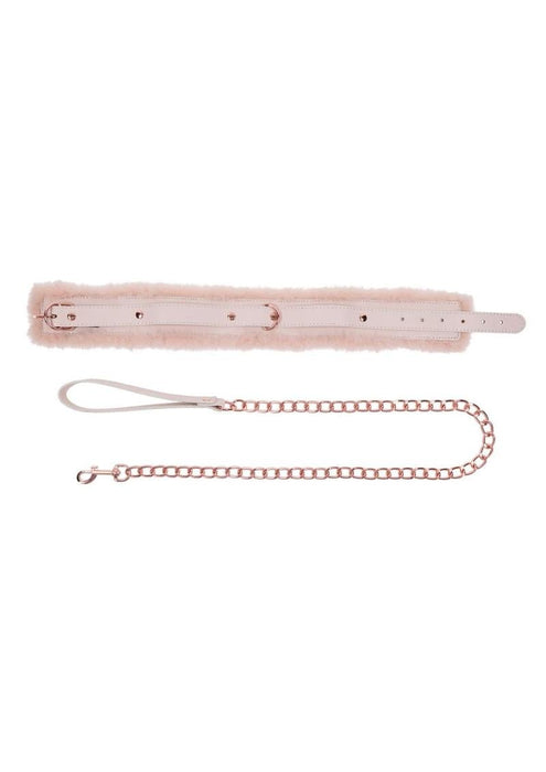 Sex & Mischief Peaches ‘n CreaMe Fur Collar & Leash - Ivory/Rose Gold