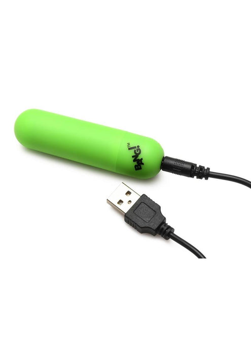Bang! 28X Glow in The Dark Rechargeable Silicone Cock Ring with Remote - Green