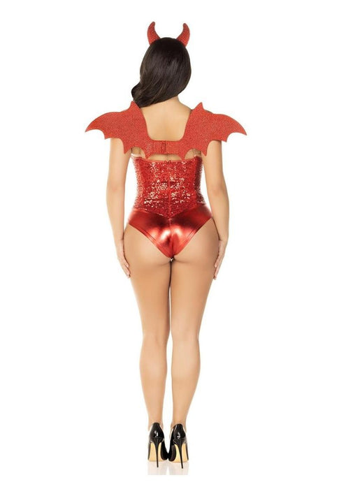 Leg Avenue Devil Kit Rhinestone Devil Wings and Horn Headband (2 Piece) - OS - Red