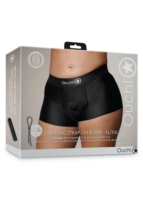 Ouch! Vibrating Strap-On Boxer with Rechargeable Bullet for Comfortable Wear