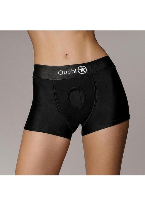 Ouch! Vibrating Strap-On Boxer with Rechargeable Bullet for Comfortable Wear XS/SM