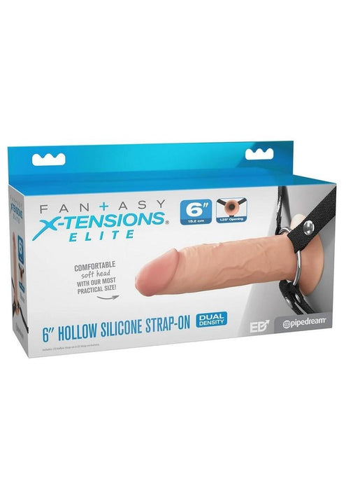 Fantasy X-Tensions Elite Hollow Silicone Strap-On 6 in. Light