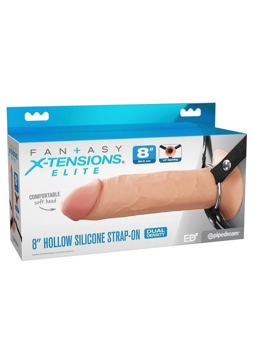 Fantasy X-Tensions Elite Hollow Silicone Strap-On 8 in. Light