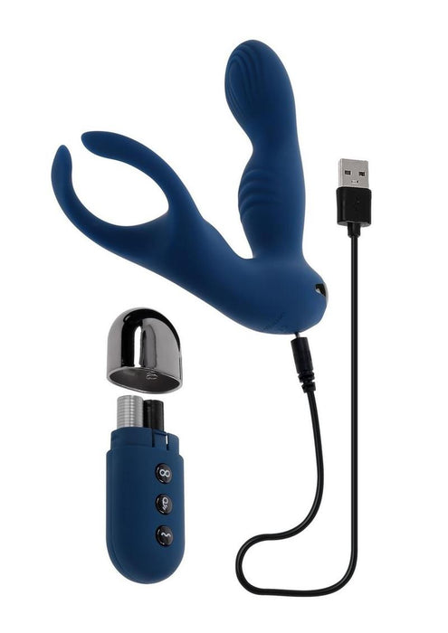 Zero Tolerance By All Means Rechargeable Silicone Anal Vibrator with Remote Control - Blue