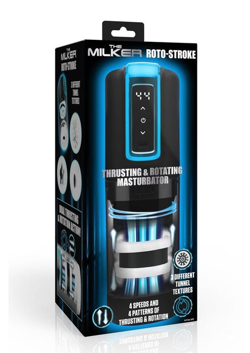 Milker Roto-Stroke Thrusting & Rotating Masturbator - Black/White