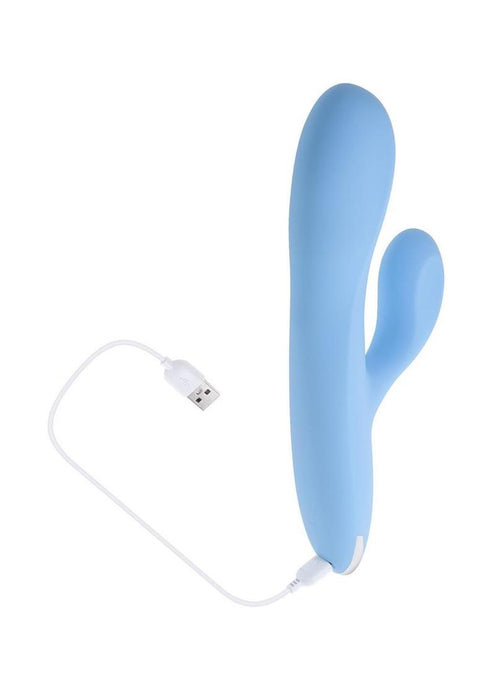 Playboy Up and Away Rechargeable Silicone Rabbit Vibrator - Blue