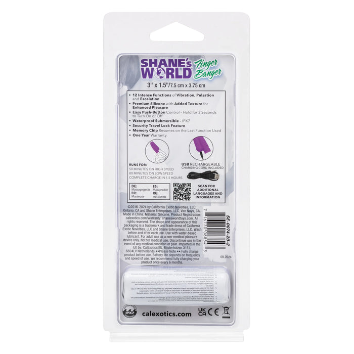 Shane's World Finger Banger Silicone Vibe Waterproof Purple
