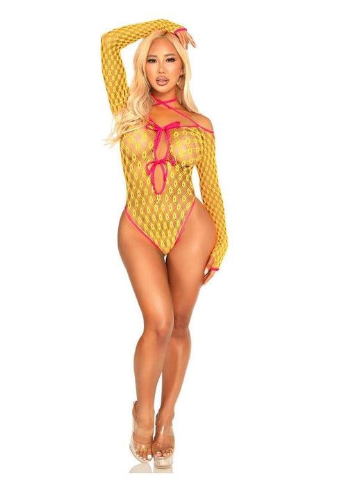 89350 Eyelet Net Teddy with Tie-Front