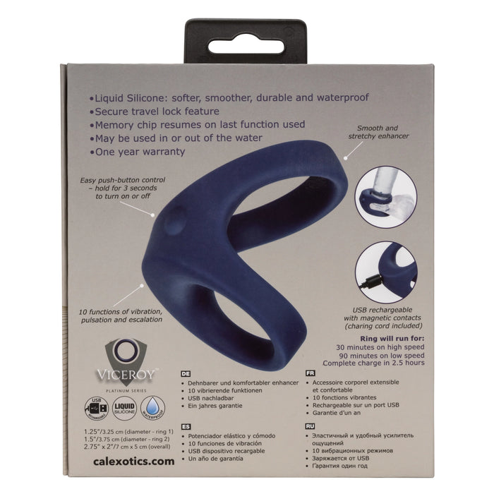 Viceroy Silicone Rechargeable Max Dual Ring - Blue