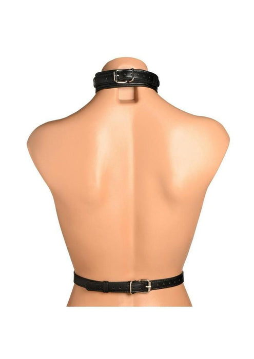 Master Series Vixen Female Chest Vegan Leather Harness - Black