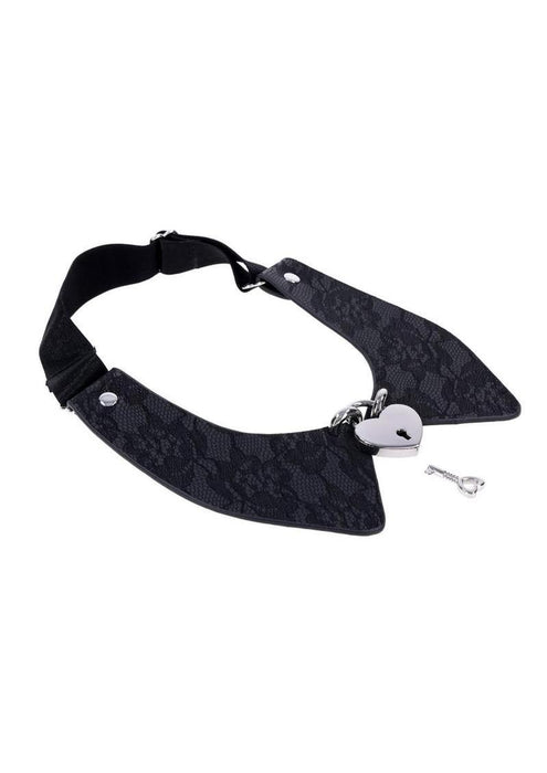 Sex & Mischief Heartbound Lace Day Collar - Black/Silver
