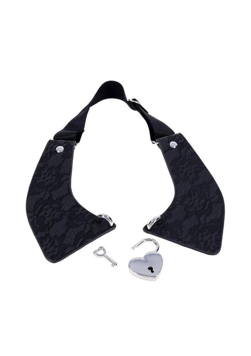 Sex & Mischief Heartbound Lace Day Collar - Black/Silver