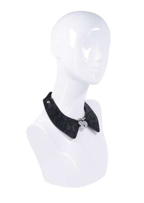 Sex & Mischief Heartbound Lace Day Collar - Black/Silver
