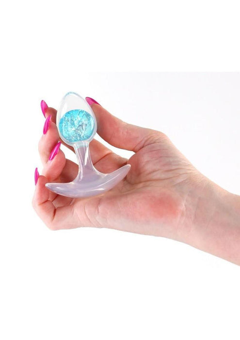 Glams Cosmic Silicone Anal Plug - Small - Clear/Blue