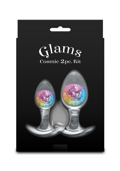 Cosmic Glams Silicone Anal Plug Kit (2pc Set) - Rainbow