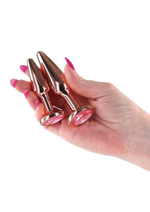 Rear Assets Tapered Trainer Chrome Plated Anal Plugs Kit (3pc Set) - Rose Gold