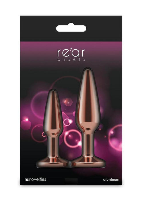 Rear Assets Tapered Trainer Chrome Plated Anal Plugs Kit (3pc Set) - Rose Gold