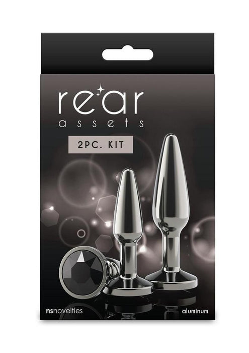 Rear Assets Tapered Trainer Chrome Plated Anal Plugs Kit (2pc Set) - Gray