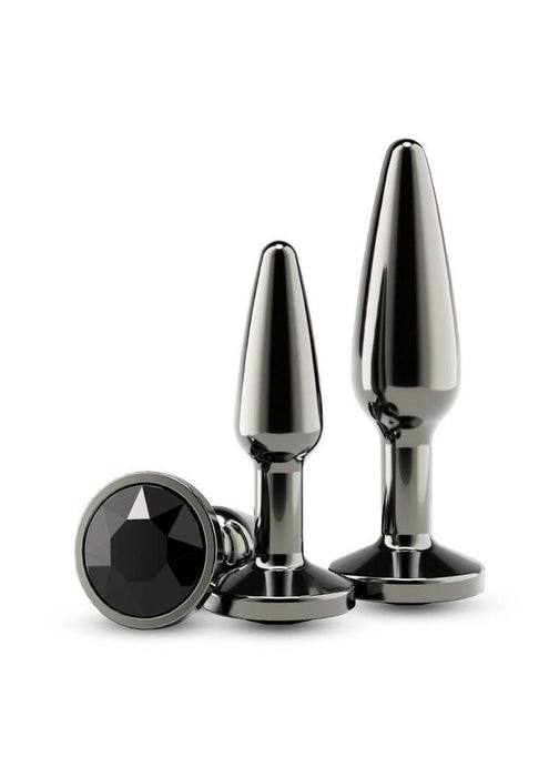 Rear Assets Tapered Trainer Chrome Plated Anal Plugs Kit (2pc Set) - Gray