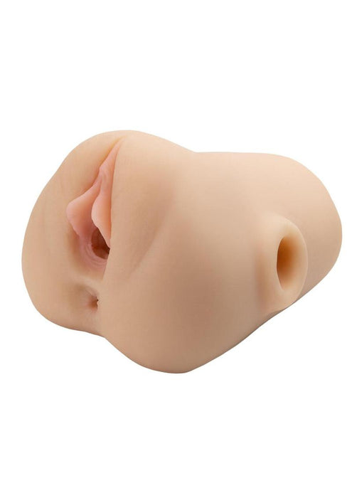PDX Plus Double Pounder Vibrating Squeeze Stroker - Pussy & Ass - Vanilla