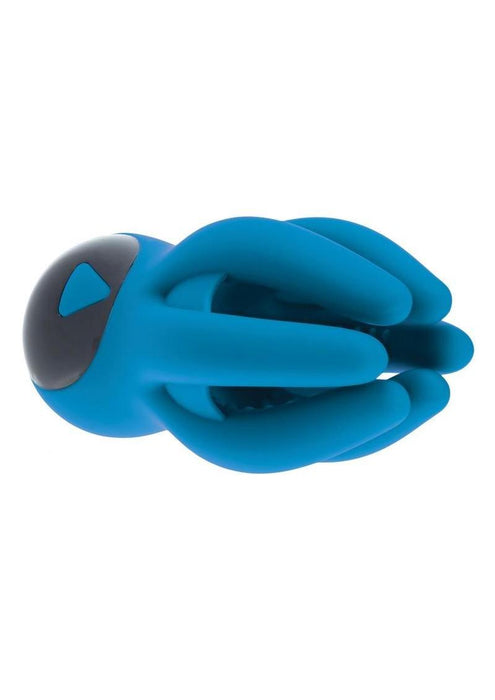 Levelz Digital Vibrating Silicone Rechargeable Penis Head Stimulator with Tentacles - Teal