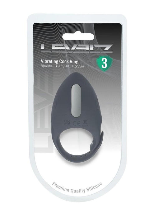 Levelz Adjustable Vibrating Silicone Rechargeable Cock Ring - Black