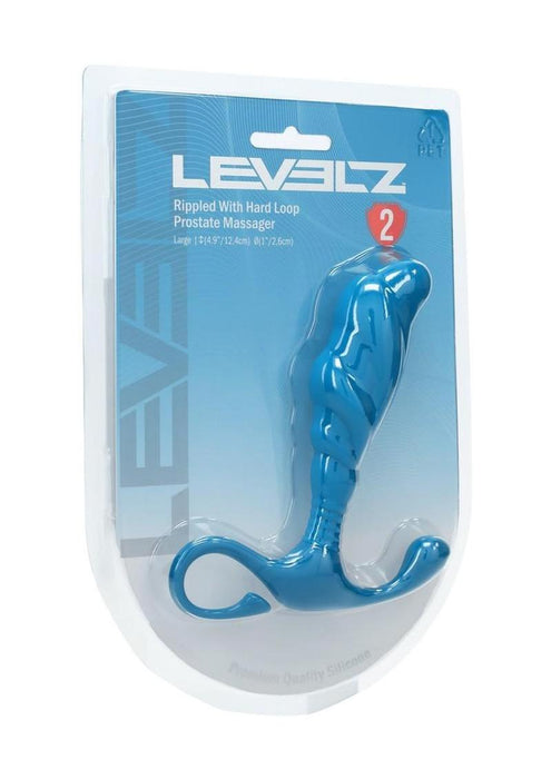 Levelz Rippled with Hard Loop Silicone Prostate Massager - Large - Teal