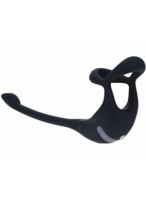 Levelz Vibrating Silicone Rechargeable Tri O Cock Ring with Prostate Stimulator and Remote Control - Black