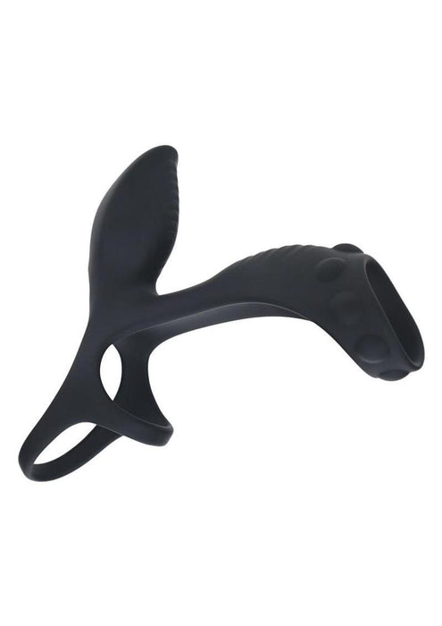 Levelz Vibrating Silicone Rechargeable Cock & Ball Ring with Shaft Loop - Black