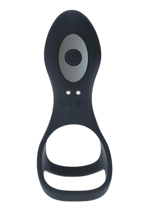 Levelz Vibrating Silicone Rechargeable Cock & Ball Ring with Shaft Loop - Black