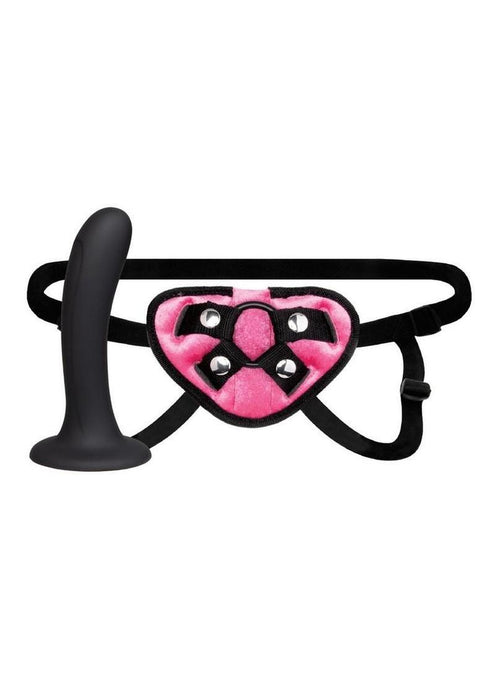 Lux Fetish Strap-on & Dildo 6in Set - Black/Pink