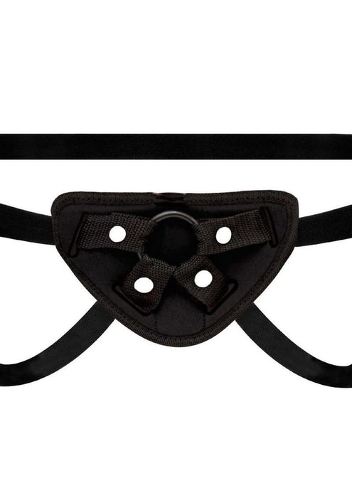 Lux Fetish Vibrating Strap-On Dildo Set 9.5in - Black/Vanilla