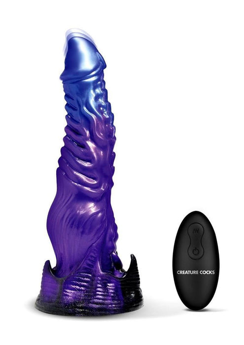 Creature Cocks Diabolos Thrusting & Vibrating Rechargeable Silicone Dildo with Remote Control - Purple/Black