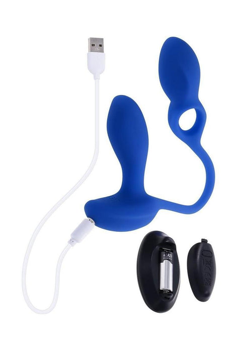 Gender X Back for More Rechargeable Silicone Wearable Prostate Vibrator with Remote - Blue