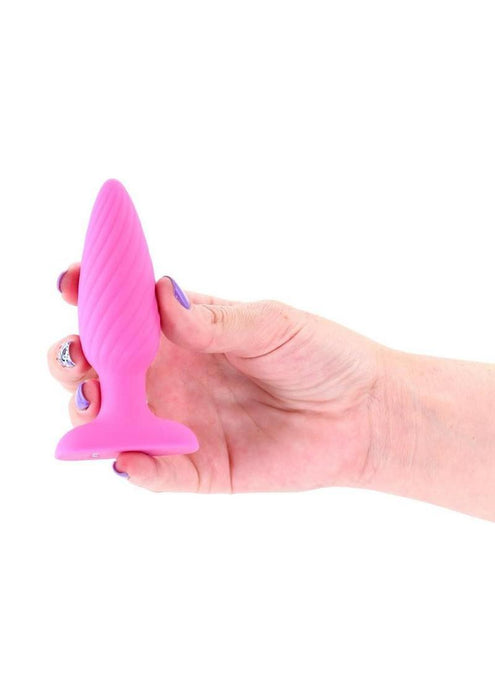 INYA Swirl Rechargeable Silicone Ribbed Anal Plug - Pink