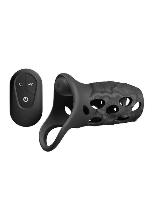 Renegade Edge Rechargeable Silicone Vibrating Penis Sleeve with Remote Control - Black