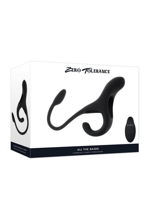 Zero Tolerance All the Bases Rechargeable Silicone Couples Ring and Plug with Remote Control - Black