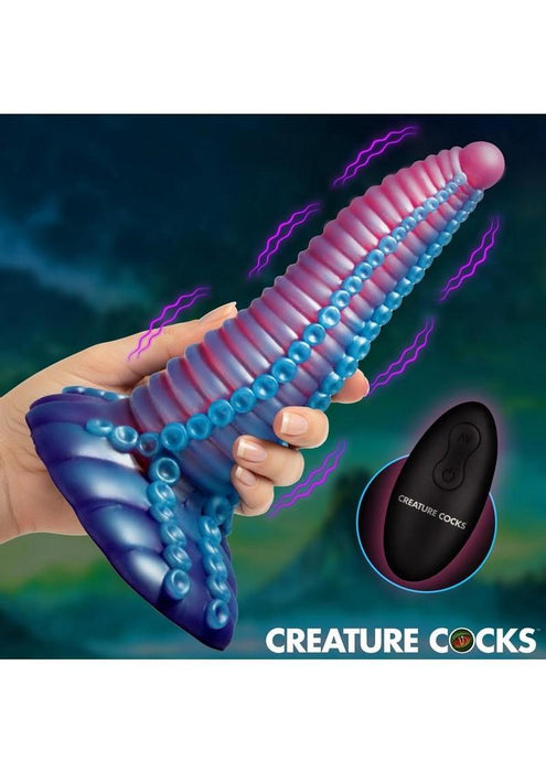 Creature Cocks Mega-Tenta Vibrating Rechargeable Silicone Dildo with Remote Control - Multicolor