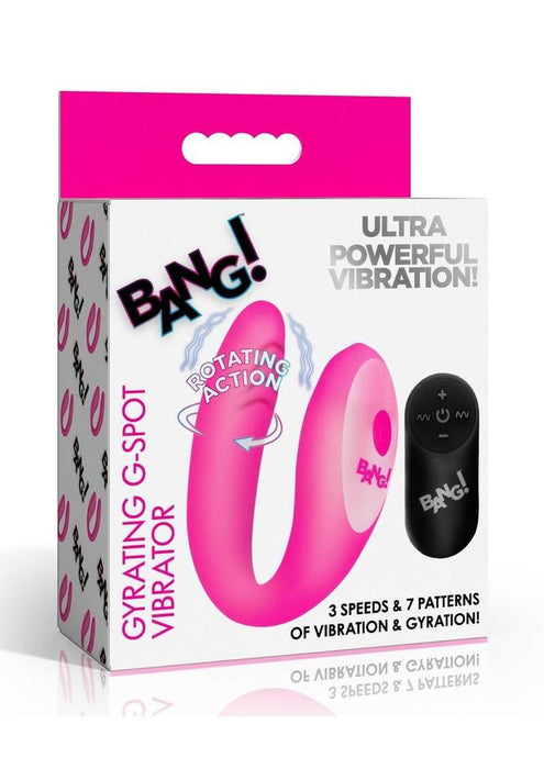 Bang! Gyrating G-Spot Rechargeable Silicone Dual Stimulating Vibrator with Remote Control - Pink