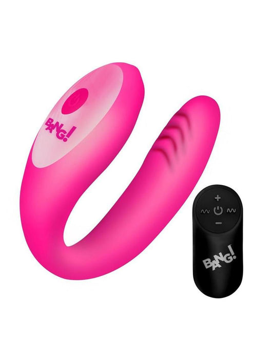 Bang! Gyrating G-Spot Rechargeable Silicone Dual Stimulating Vibrator with Remote Control - Pink
