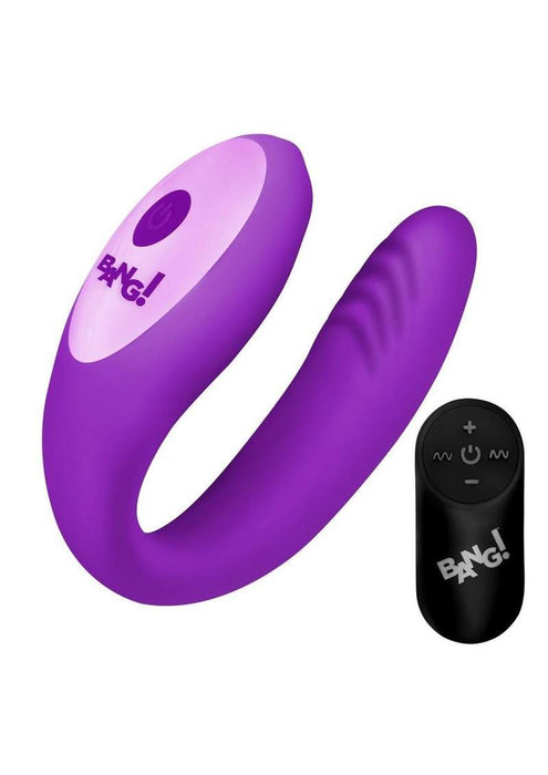 Bang! Gyrating G-Spot Rechargeable Silicone Dual Stimulating Vibrator with Remote Control - Purple
