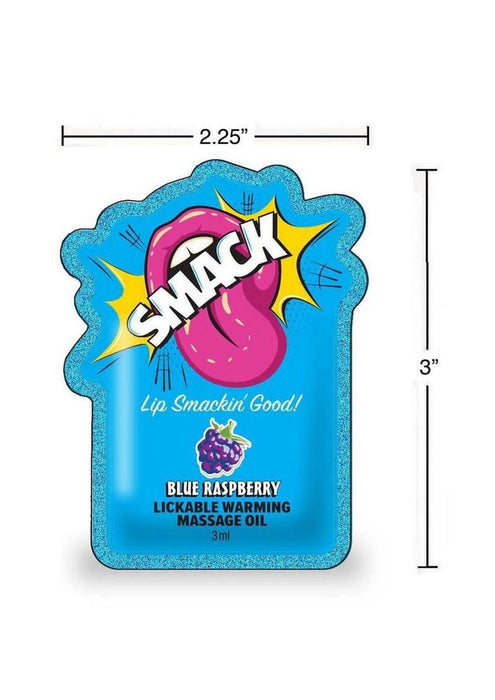 SMACK Warming Lickable Massage Oil 3ML Pouch - Blue Raspberry