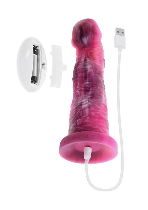 Gender X Whimsical Rechargeable Silicone Vibrating Dildo with Remote Control - Multicolor