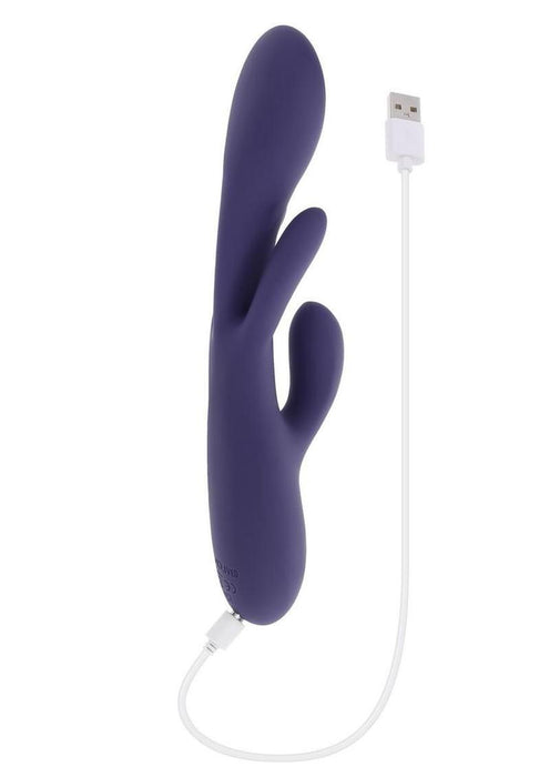 Bow Down Rechargeable Silicone Vibrator with Clitoral Stimulator - Purple