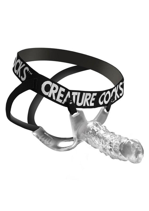 Creature Cocks King Kraken Hollow Strap-On with Harness - Clear/Black