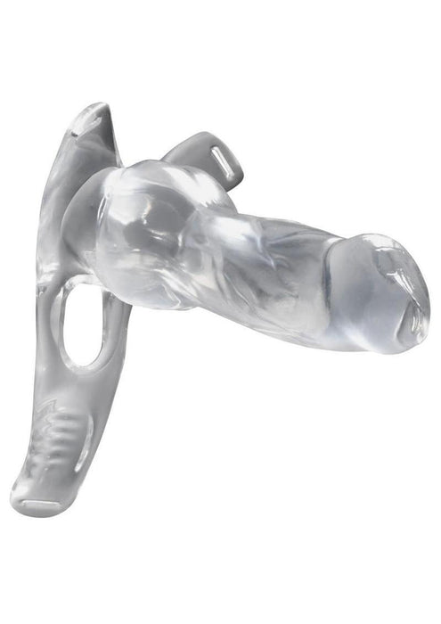 Creature Cock Snow Wolf Hollow Strap-On with Harness - Clear/Black